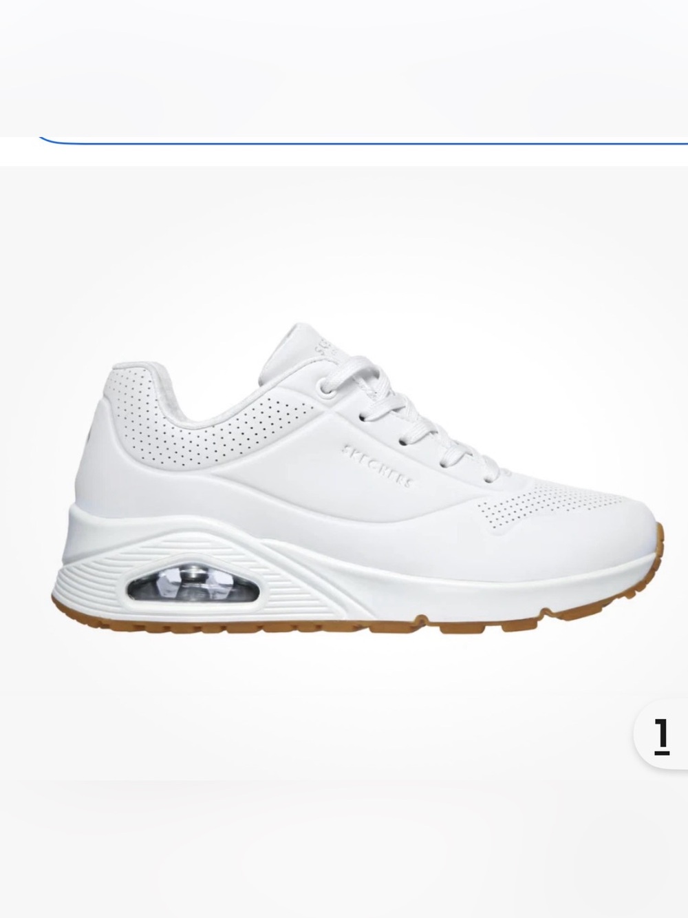 Skechers White Sneaker with Gum Outsole